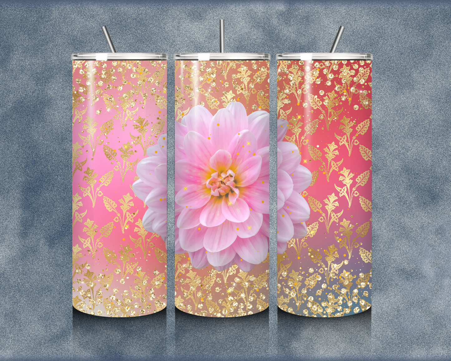Glitter Flower 20oz Sublimation Tumblers