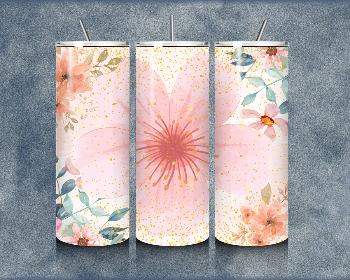 Glitter Flower 20oz Sublimation Tumblers