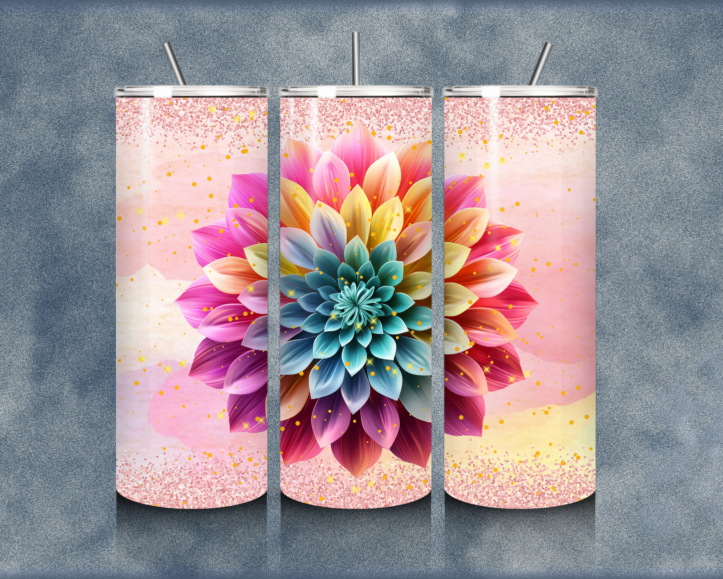 Glitter Flower 20oz Sublimation Tumblers