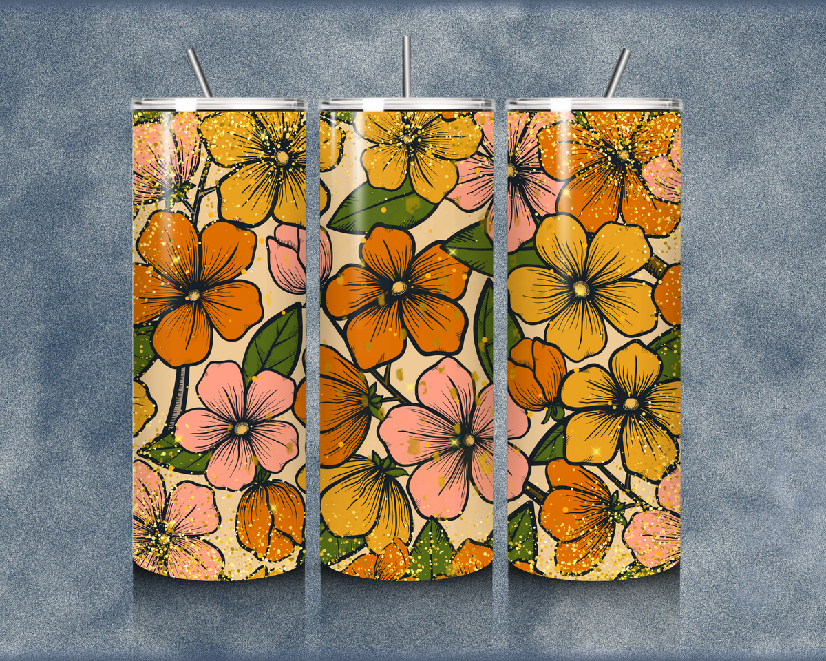Glitter Flower 20oz Sublimation Tumblers