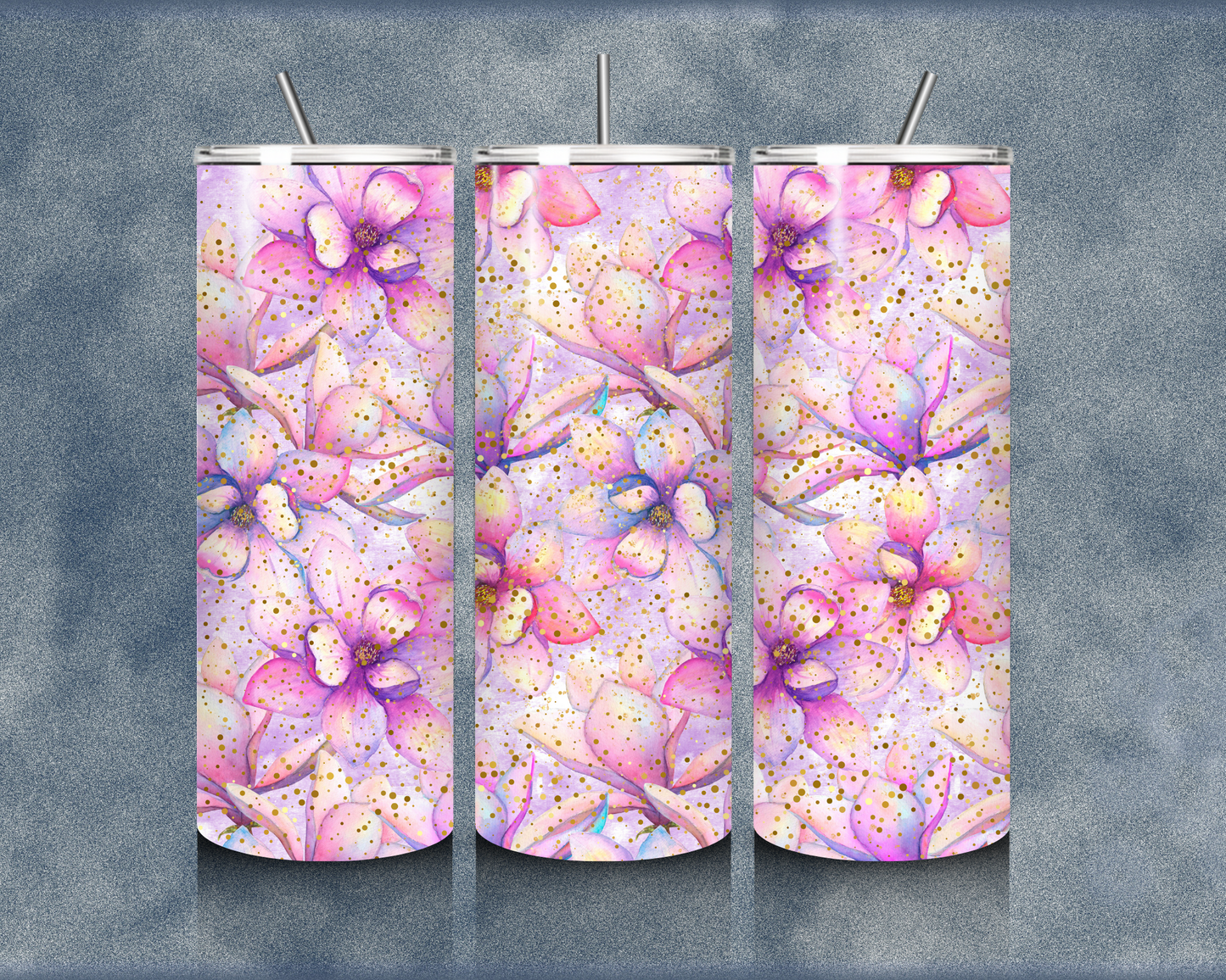 Glitter Flower 20oz Sublimation Tumblers