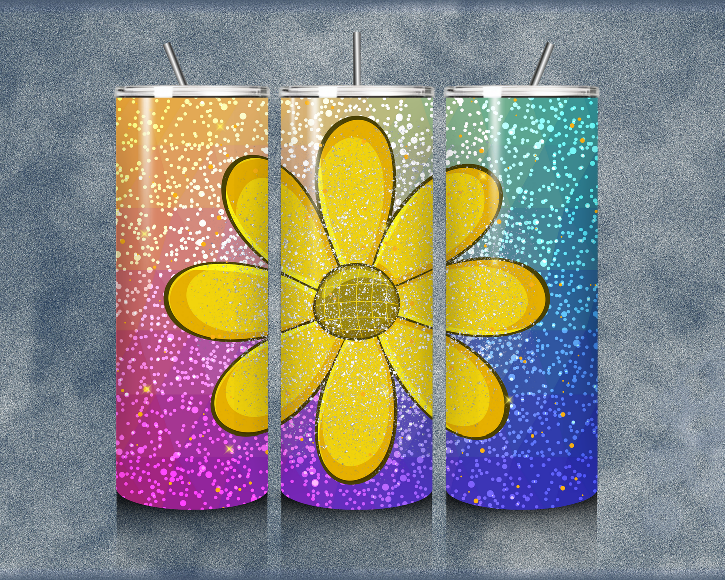 Glitter Flower 20oz Sublimation Tumblers