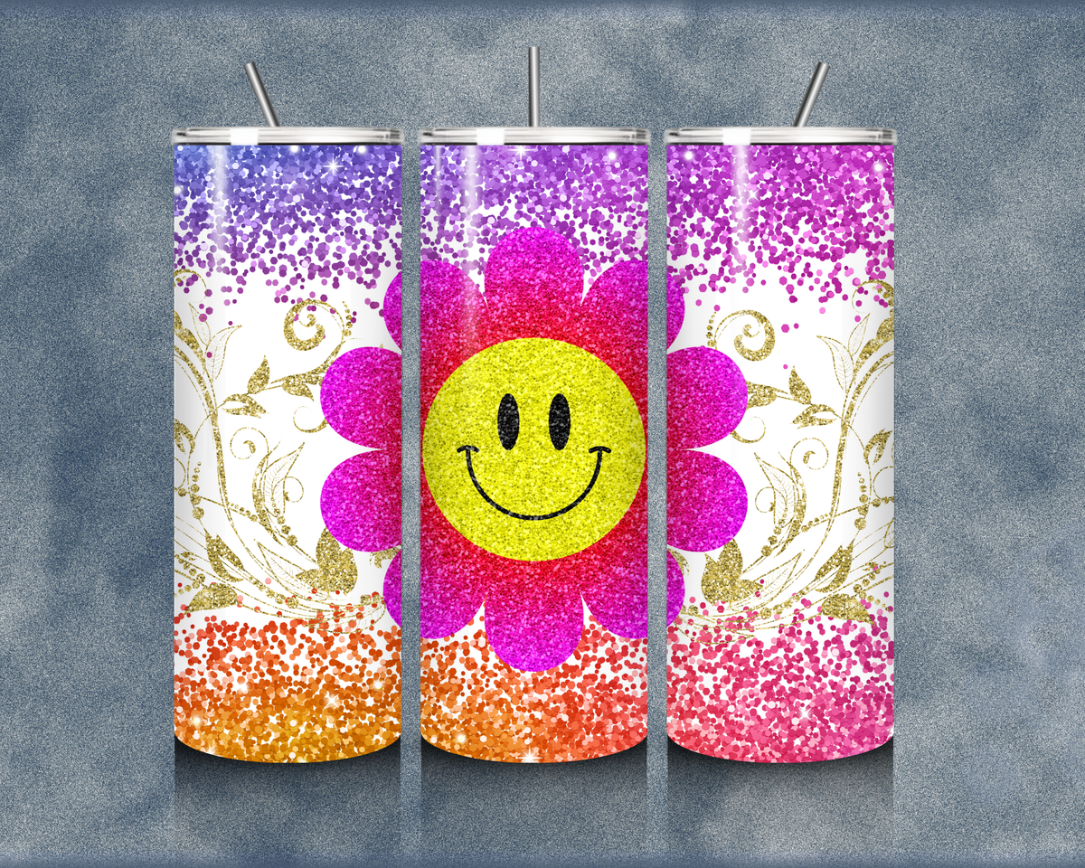 Glitter Flower 20oz Sublimation Tumblers