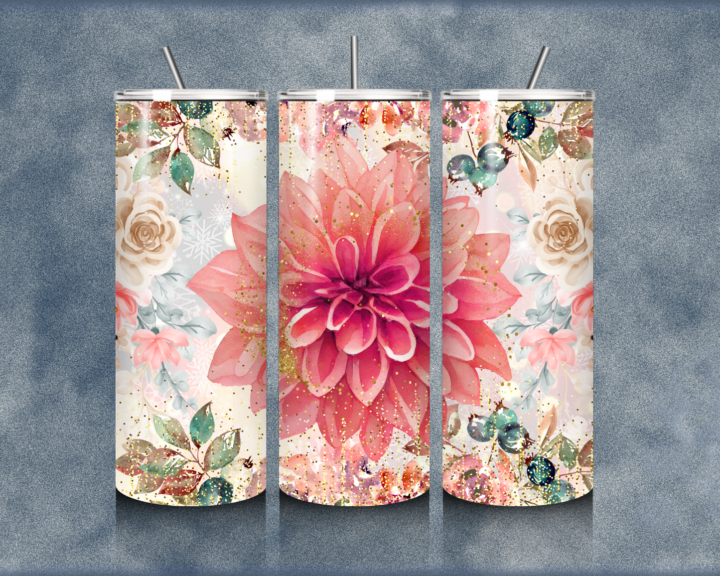 Glitter Flower 20oz Sublimation Tumblers