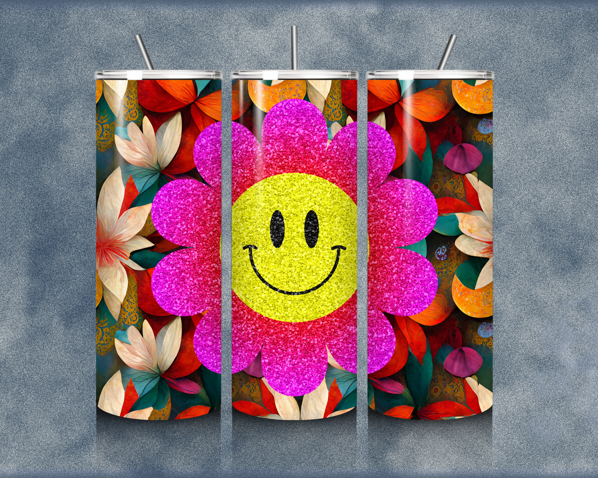 Glitter Flower 20oz Sublimation Tumblers
