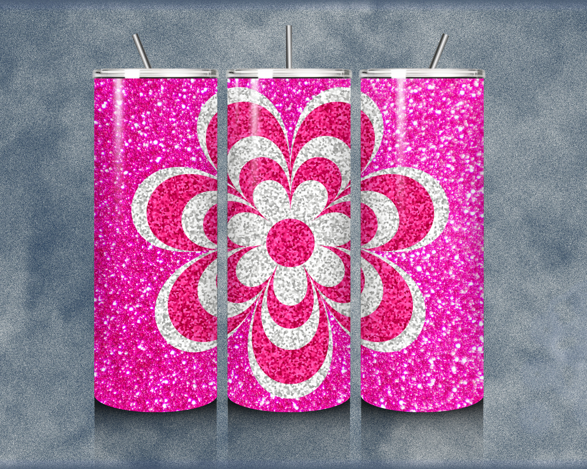 Glitter Flower 20oz Sublimation Tumblers