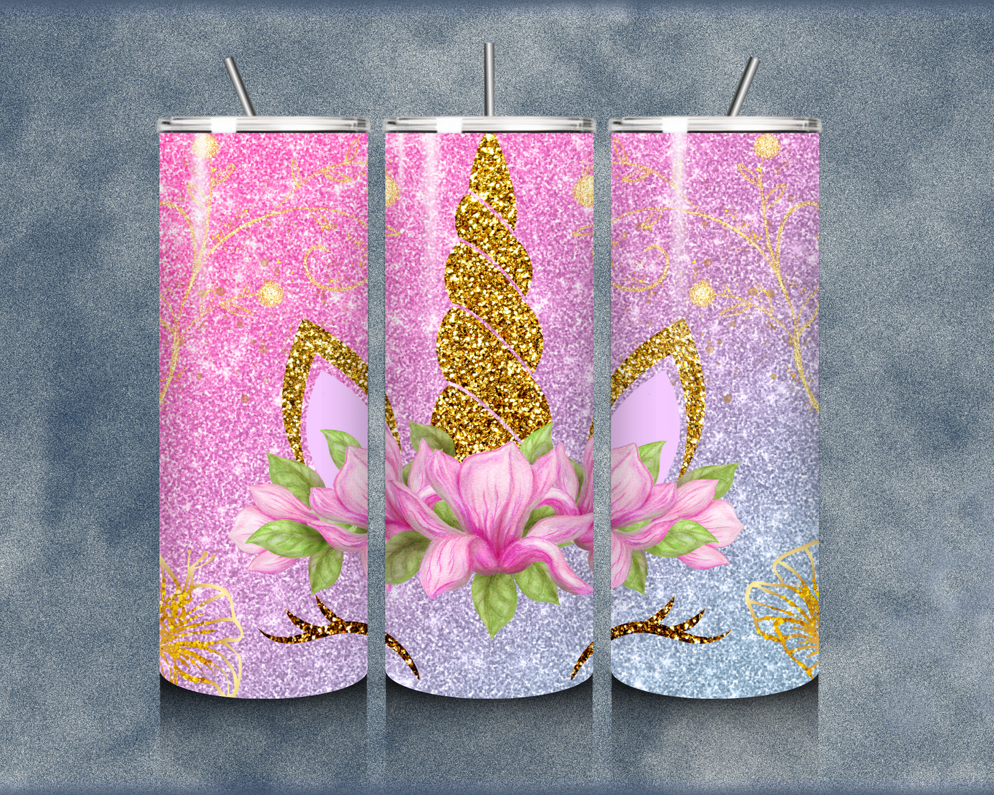 Glitter Flower 20oz Sublimation Tumblers