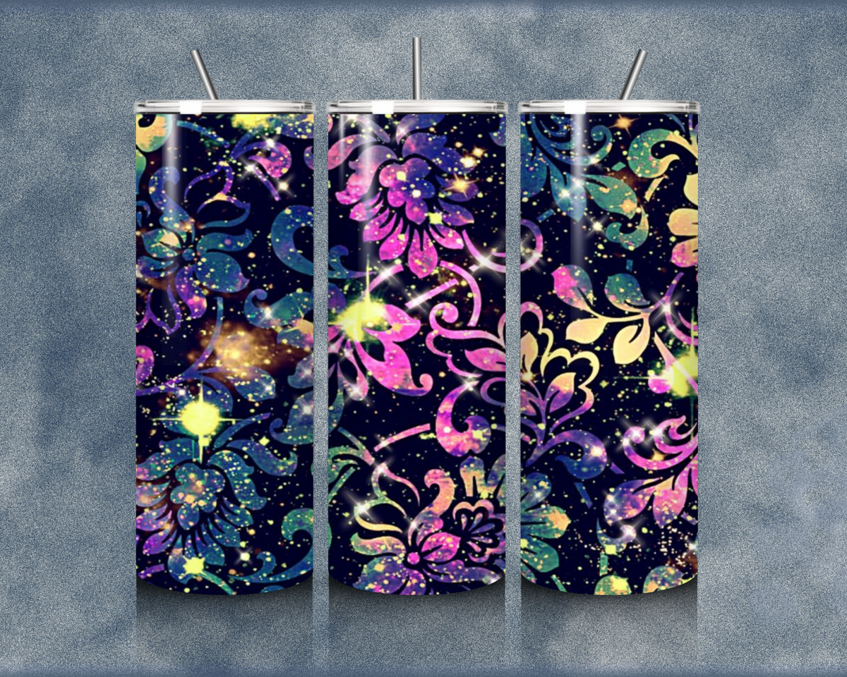 Glitter Flower 20oz Sublimation Tumblers