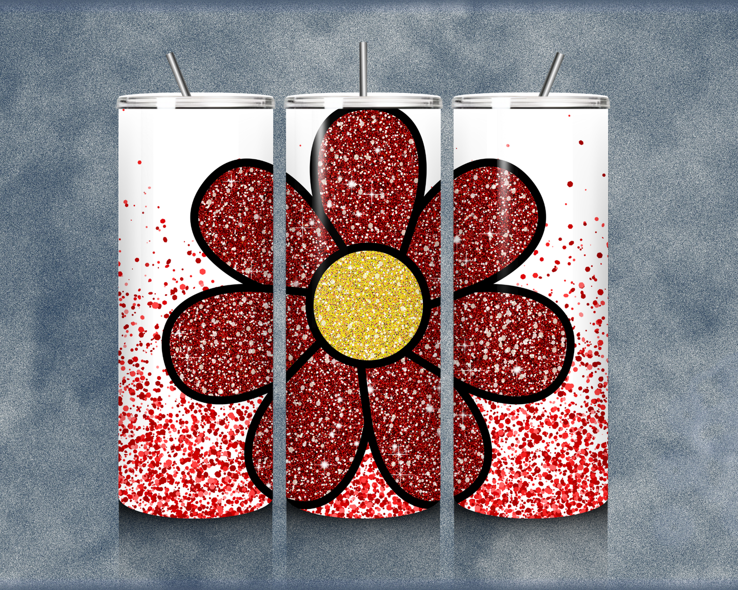 Glitter Flower 20oz Sublimation Tumblers