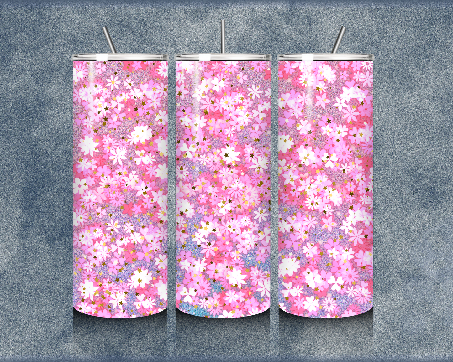 Glitter Flower 20oz Sublimation Tumblers