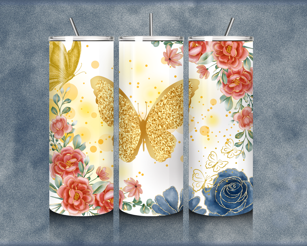 Glitter Flower 20oz Sublimation Tumblers