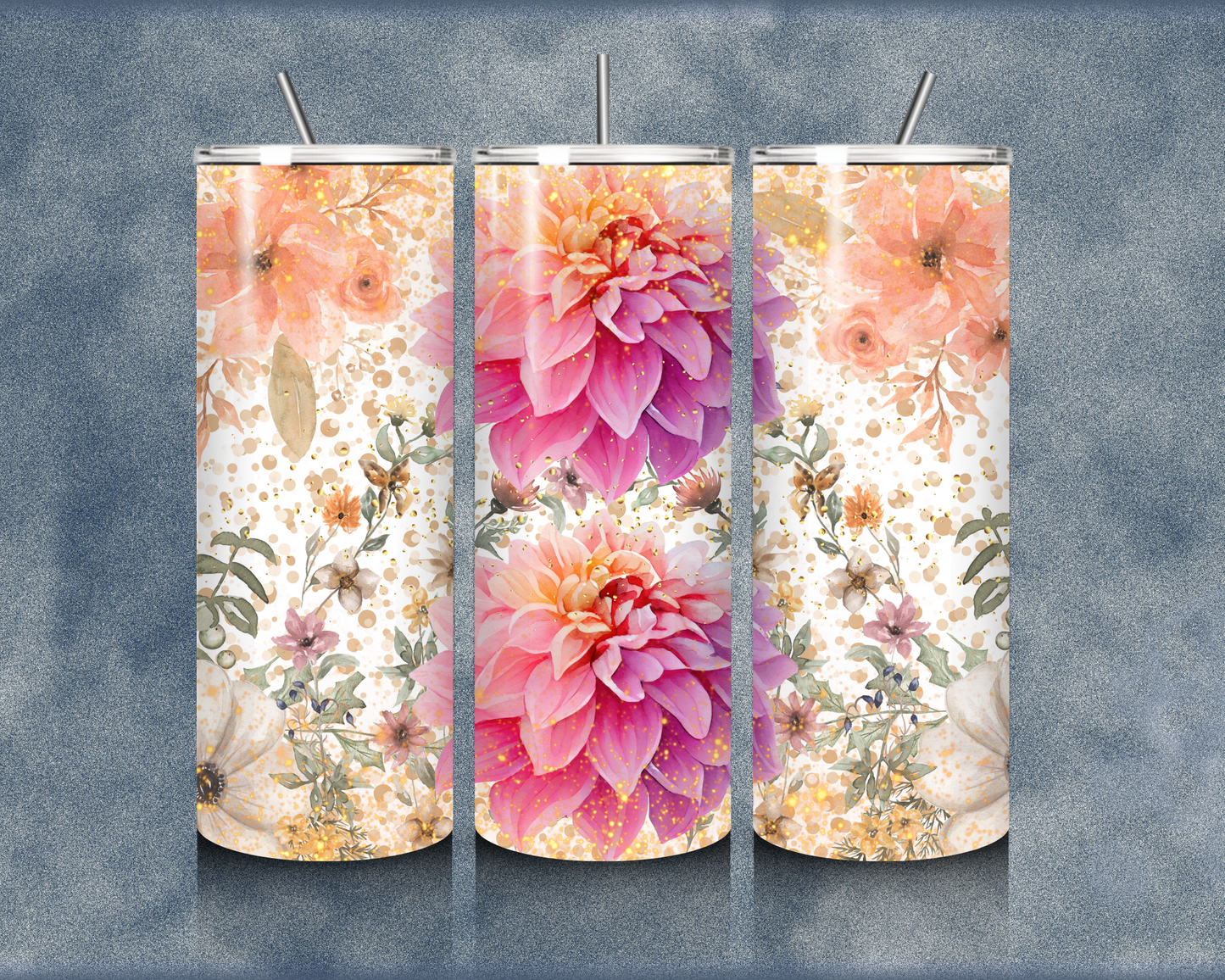Glitter Flower 20oz Sublimation Tumblers
