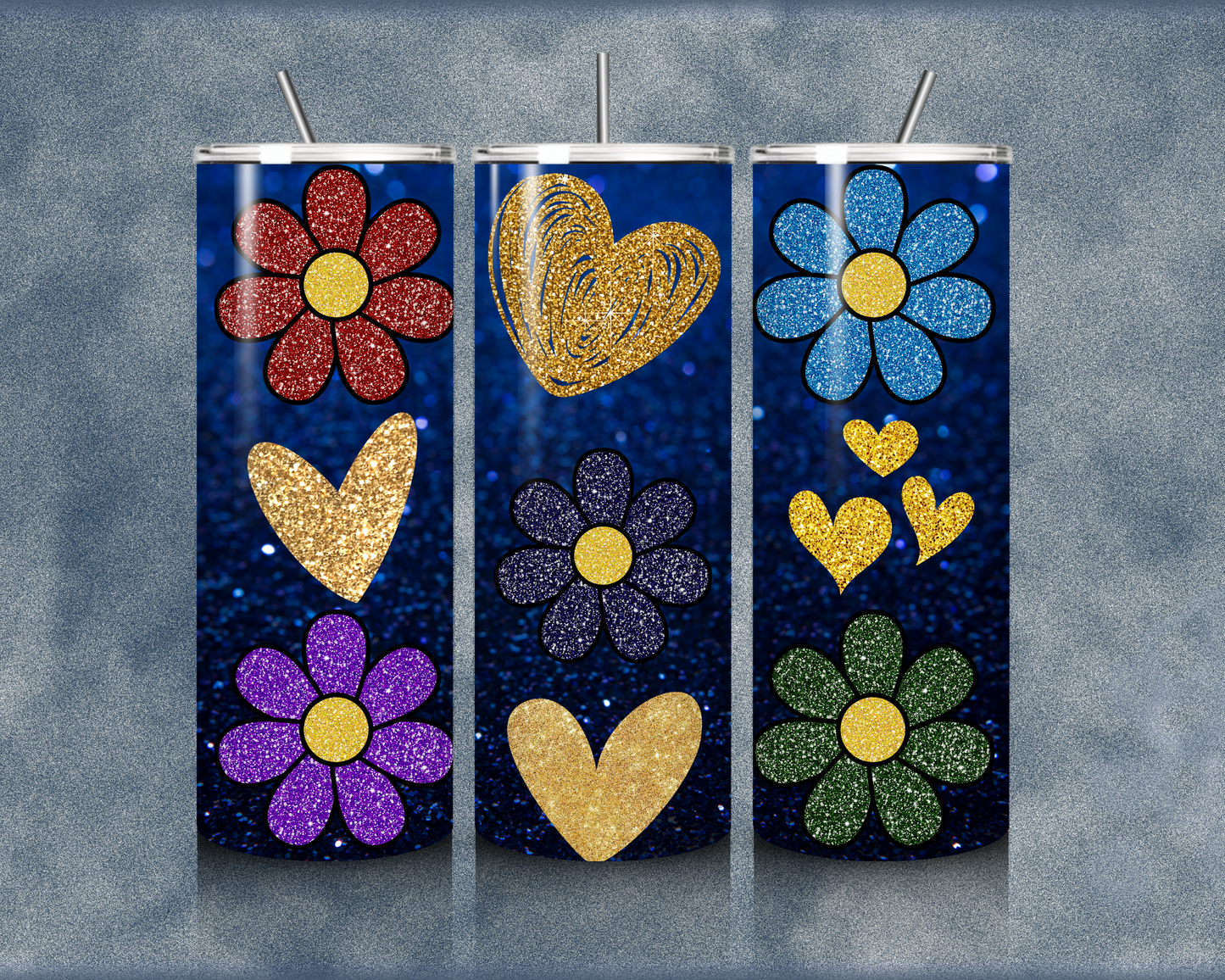 Glitter Flower 20oz Sublimation Tumblers