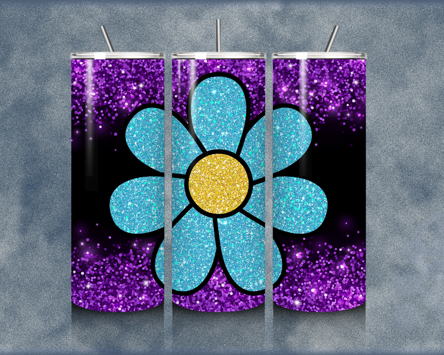Glitter Flower 20oz Sublimation Tumblers