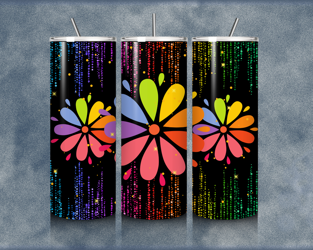 Glitter Flower 20oz Sublimation Tumblers