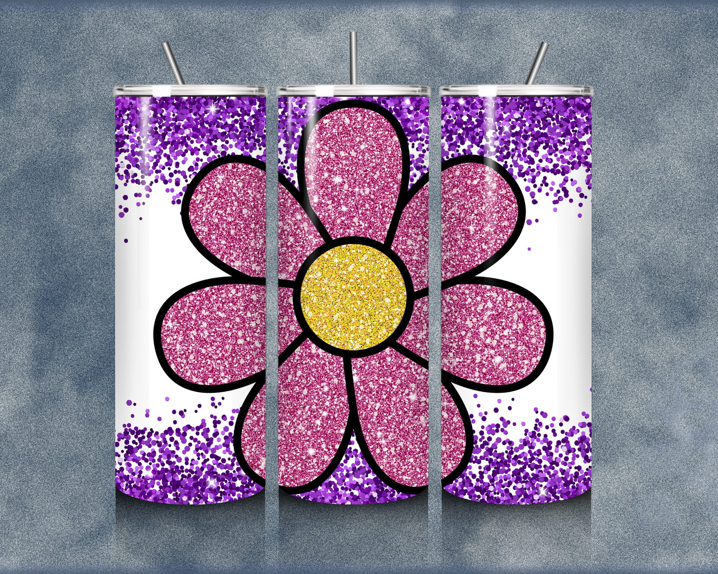 Glitter Flower 20oz Sublimation Tumblers
