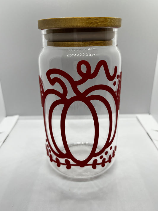 Red Pumpkin Glass Can