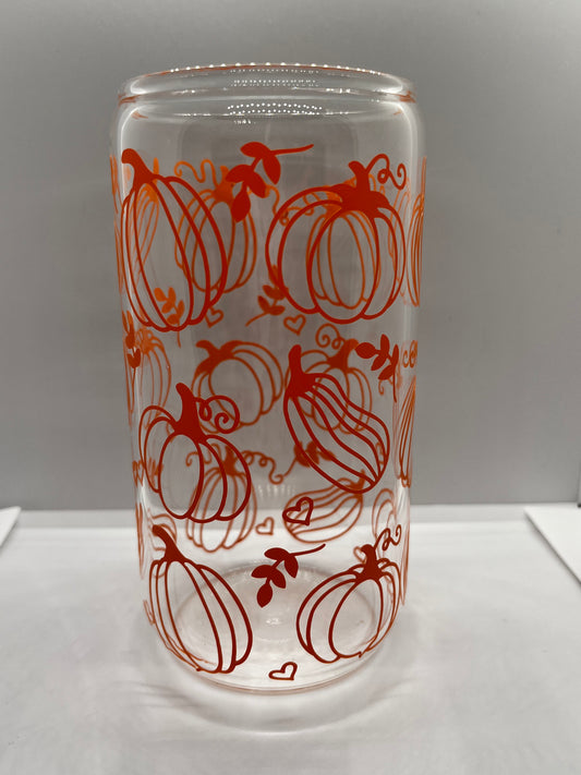 Orange Pumpkins and Gourds ￼Glass Cans