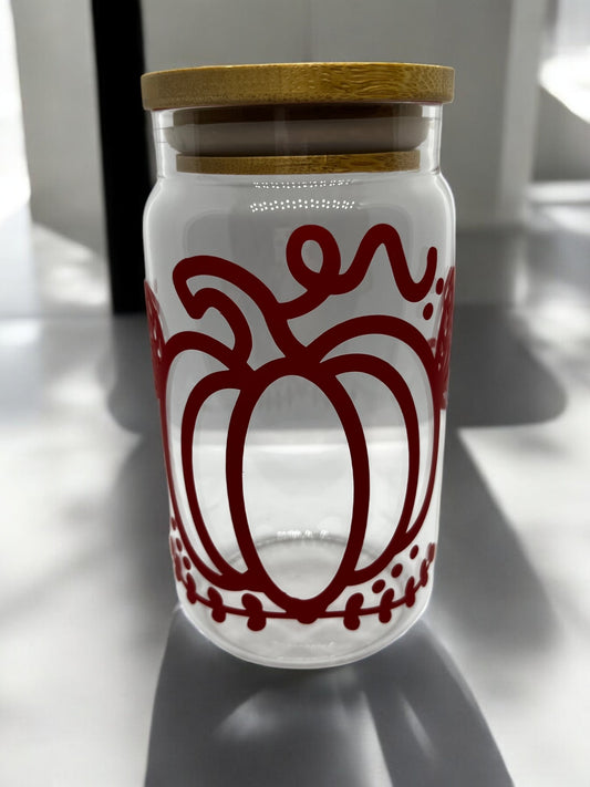 Red Pumpkin Glass Can