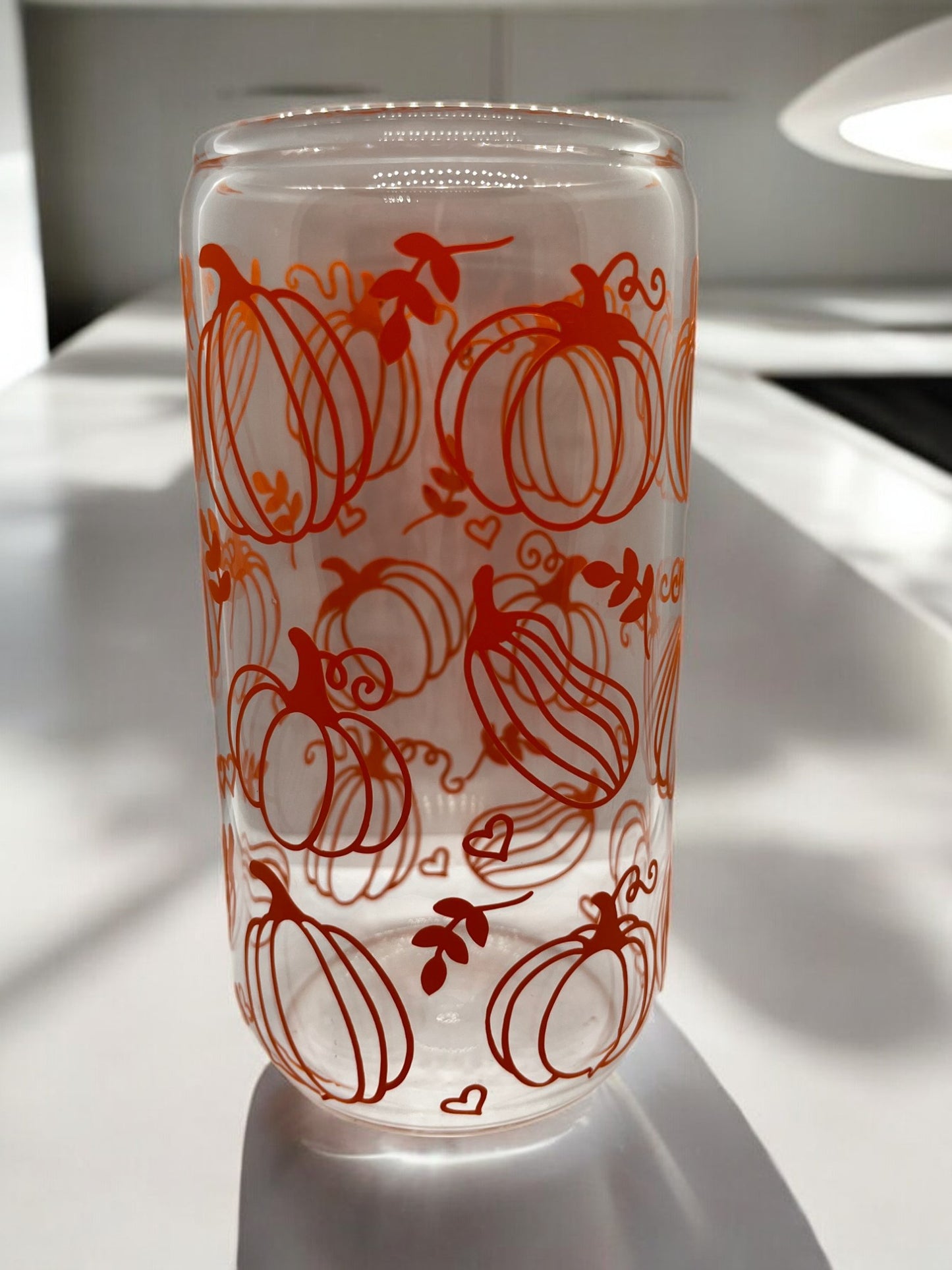 Orange Pumpkins and Gourds ￼Glass Cans