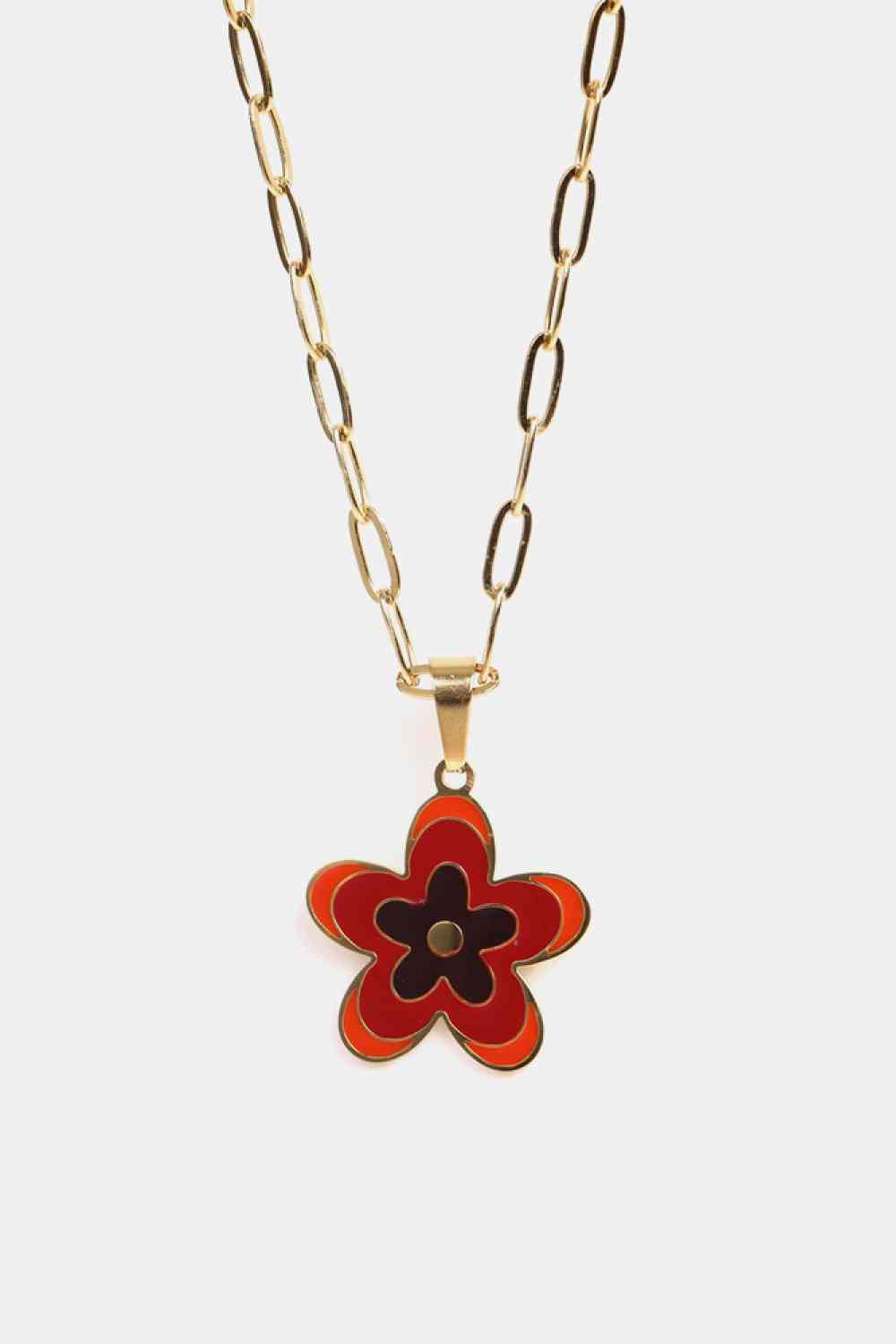 Collar de acero inoxidable con colgante de flores